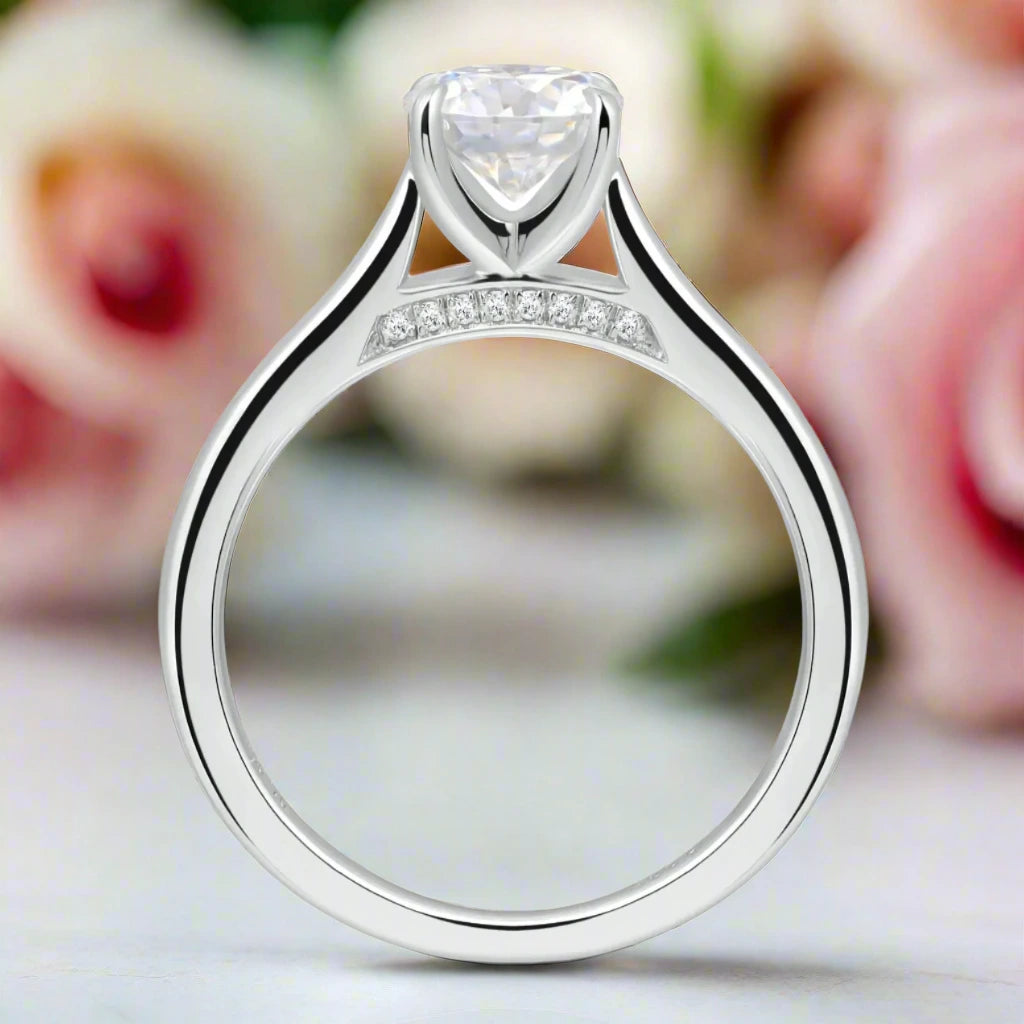 1.0 Ct Round Cut Diamond Engagement Ring-Black Diamonds New York