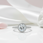 1.0 Ct Round Cut Diamond Option Halo Engagement Ring-Black Diamonds New York