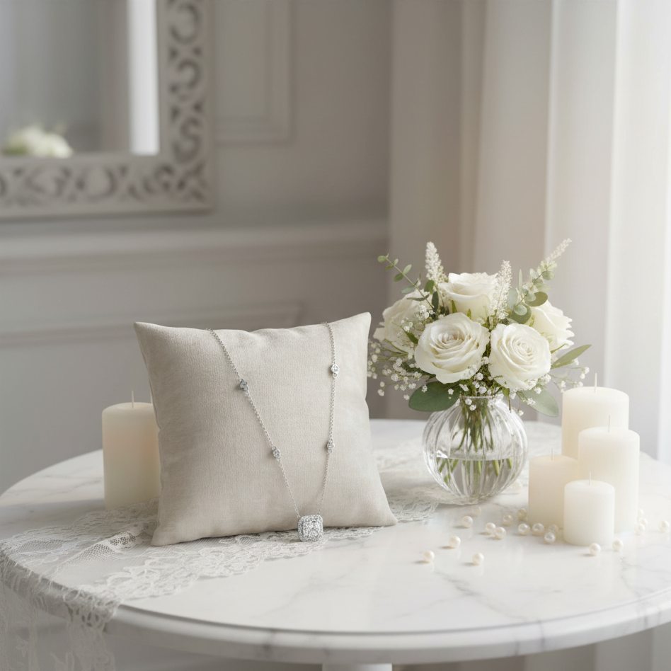 1.0 Ct Round Cut Diamond Halo Necklace-Black Diamonds New York