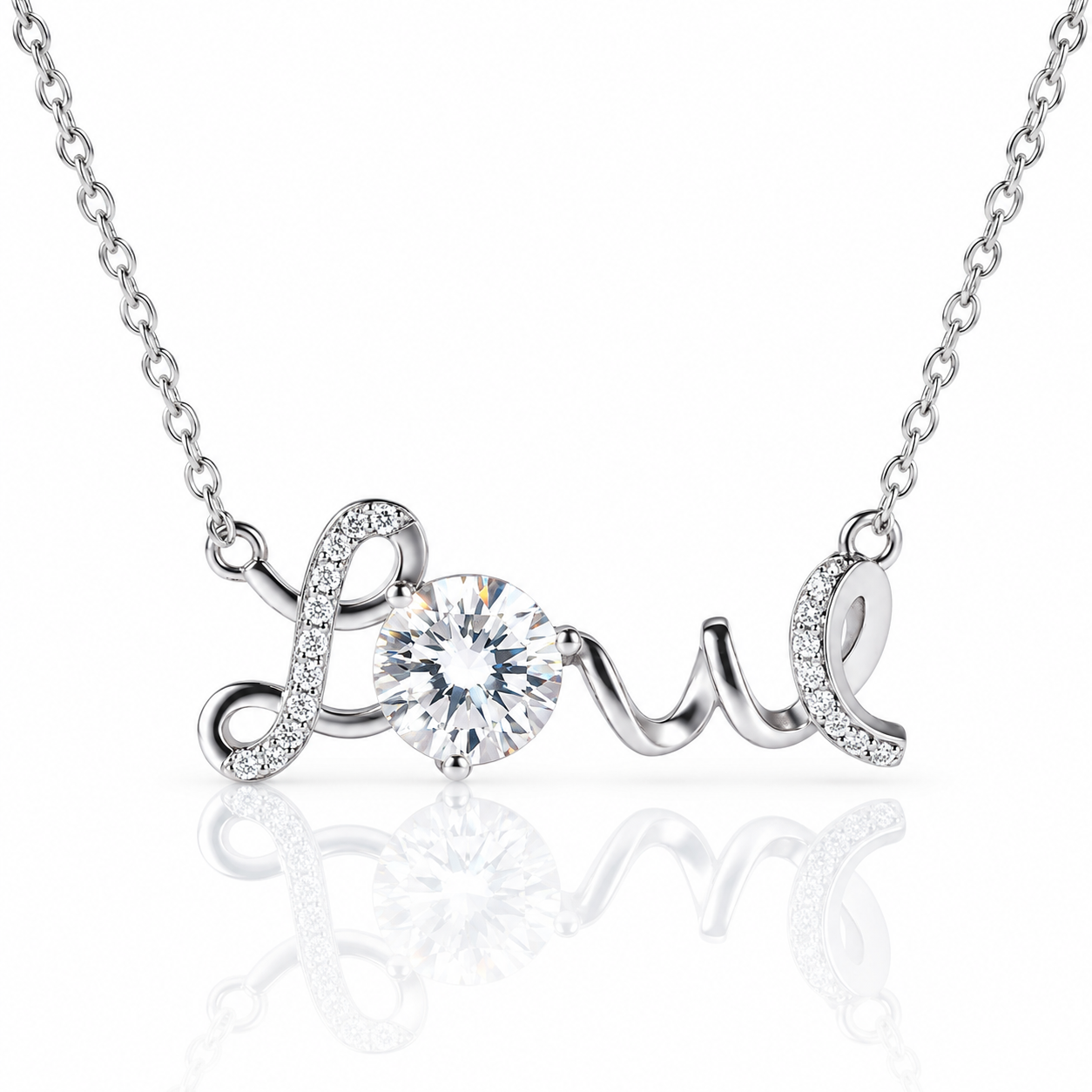 1.0 Ct Round Cut Diamond Option Birthstone Love Design Necklace-Black Diamonds New York