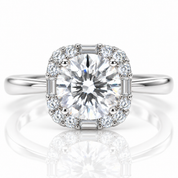 1.0 Ct Round Cut Diamond Option Halo Engagement Ring-Black Diamonds New York