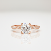 1.0 Ct Round Cut VVS1 D Color Diamond Option Engagement Ring-Black Diamonds New York