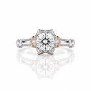1.0 Ct Round Diamond Option Flower Engagement Ring-Black Diamonds New York