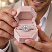 1.0 Ct Round Diamond Option Flower Engagement Ring-Black Diamonds New York