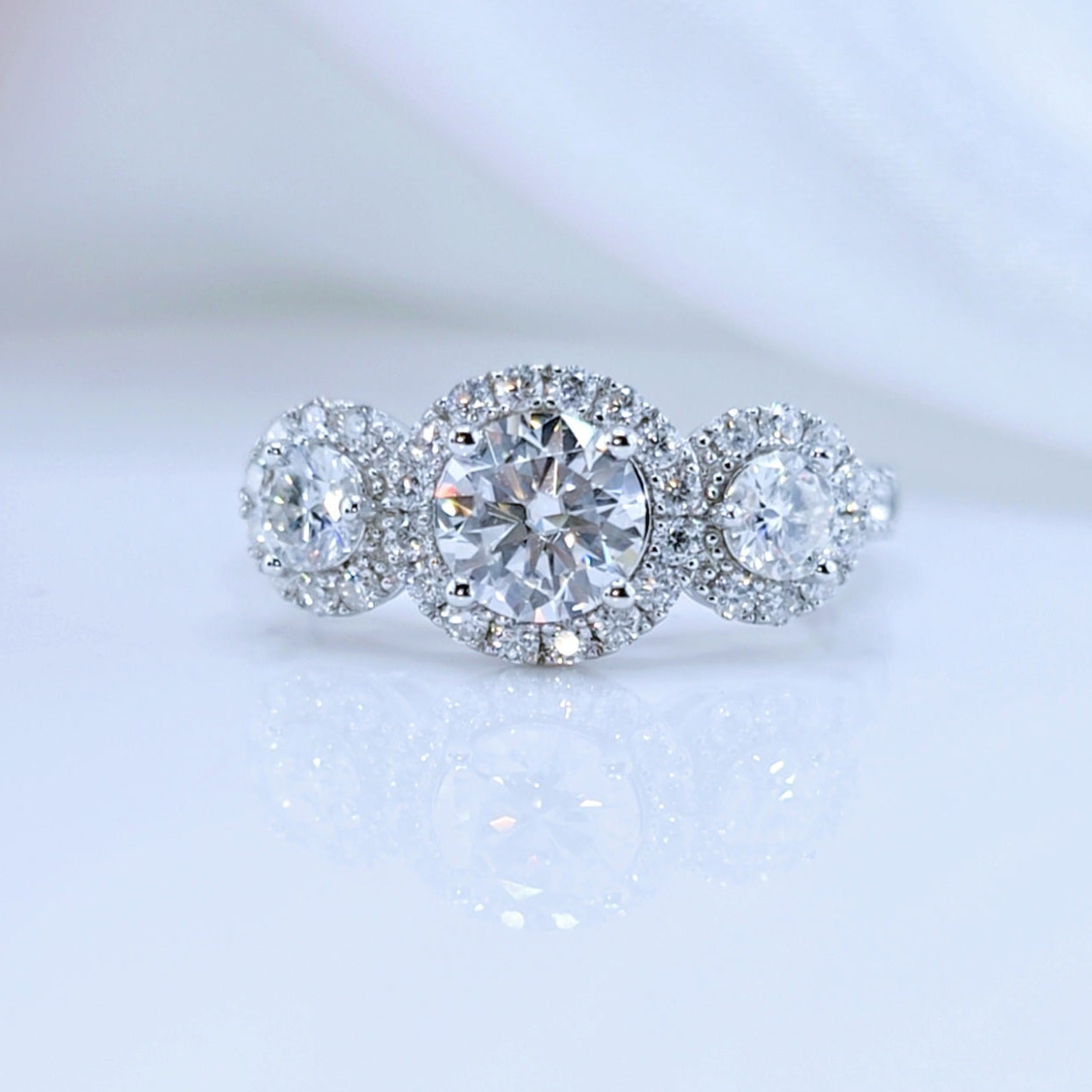 1.0 Ct Round Diamond Option Halo Engagement Ring-Black Diamonds New York