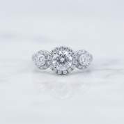1.0 Ct Round Diamond Option Halo Engagement Ring-Black Diamonds New York