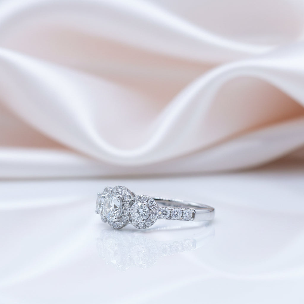 1.0 Ct Round Diamond Option Halo Engagement Ring-Black Diamonds New York