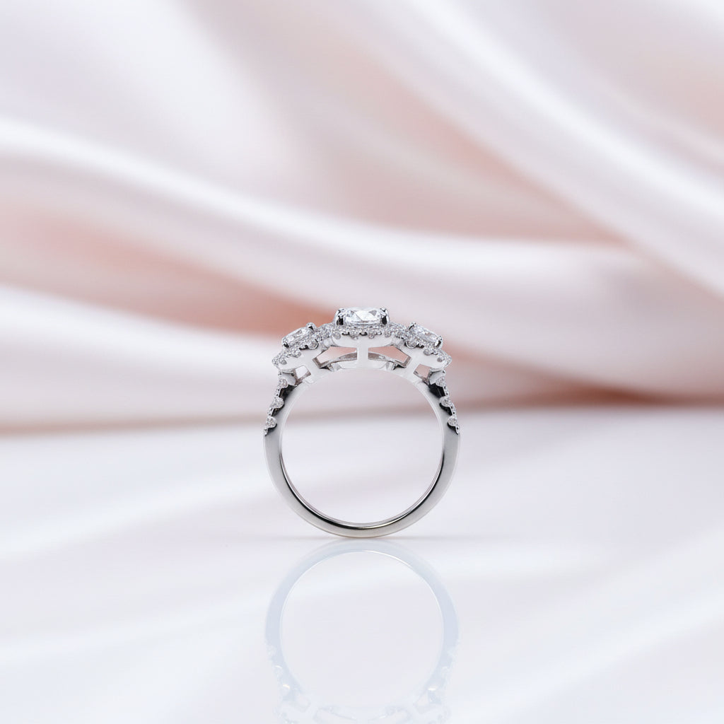 1.0 Ct Round Diamond Option Halo Engagement Ring-Black Diamonds New York