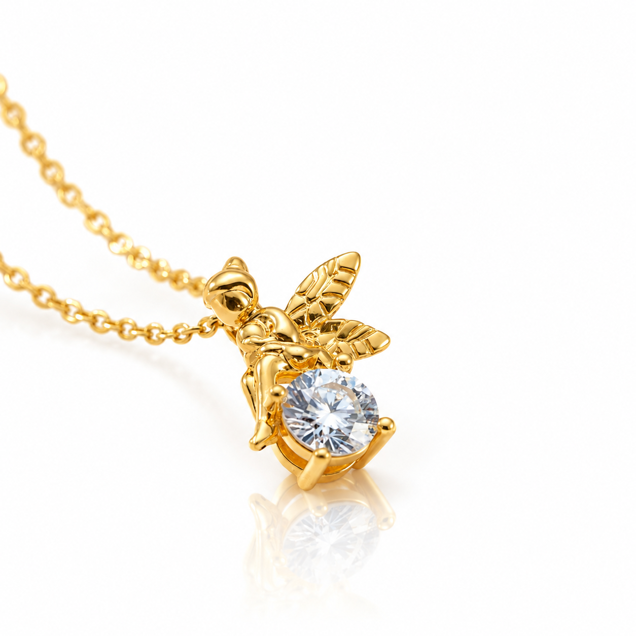 1.0 Ct Round Diamond Option Tinkerbell Pendant Necklace-Black Diamonds New York