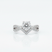 1.0 Ct Round Diamond Option V Shaped Twist Engagement Ring-Black Diamonds New York