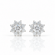 1.0 Ct Snowflake Shaped 6.5mm Halo Diamond Option Stud Earrings-Black Diamonds New York