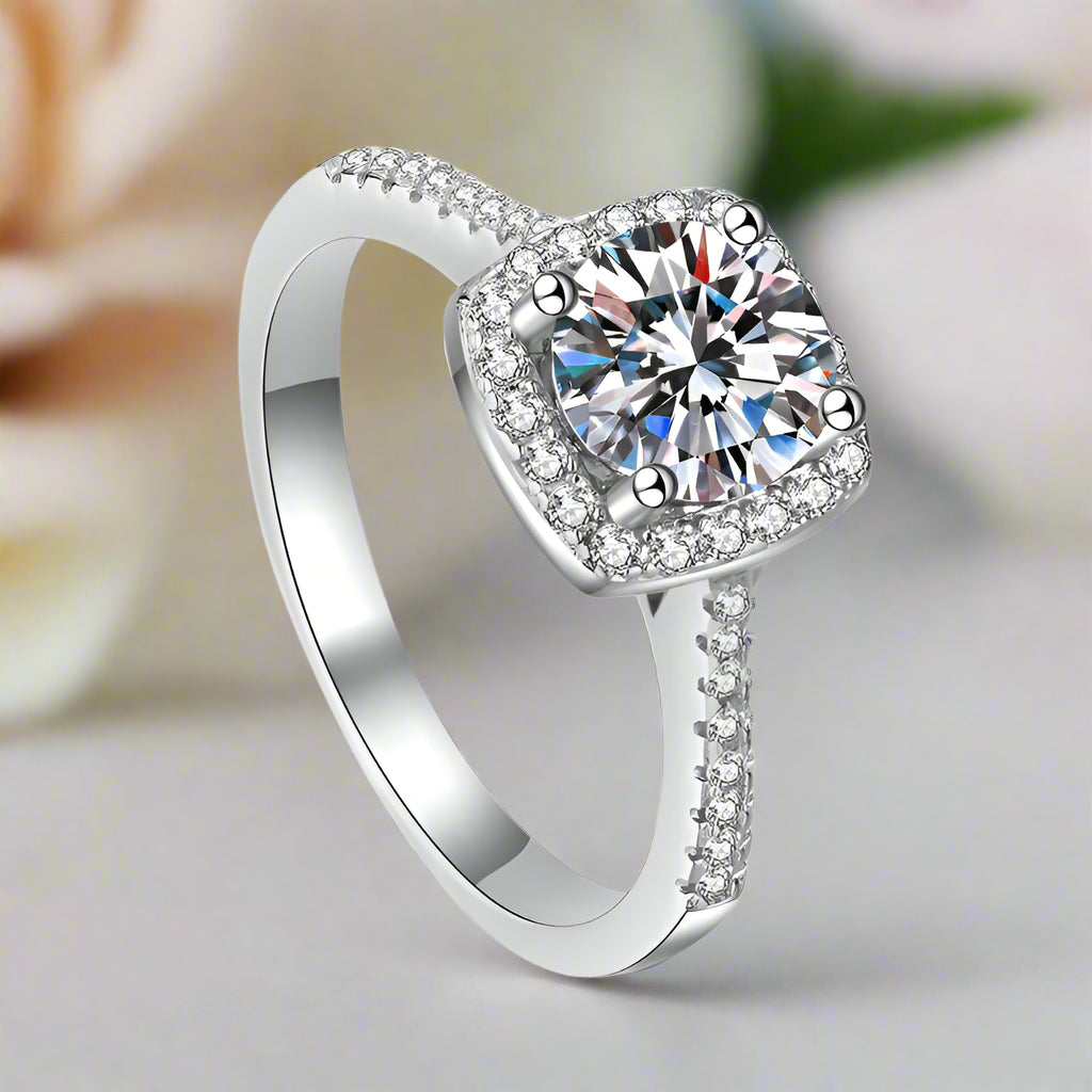 1.0 Ct Sparkling Round Cut Diamond Engagement Ring-Black Diamonds New York