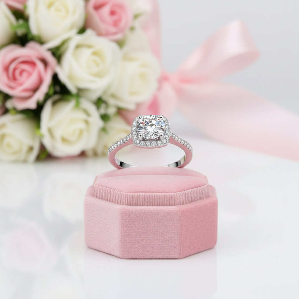 1.0 Ct Sparkling Round Cut Diamond Option Engagement Ring-Black Diamonds New York