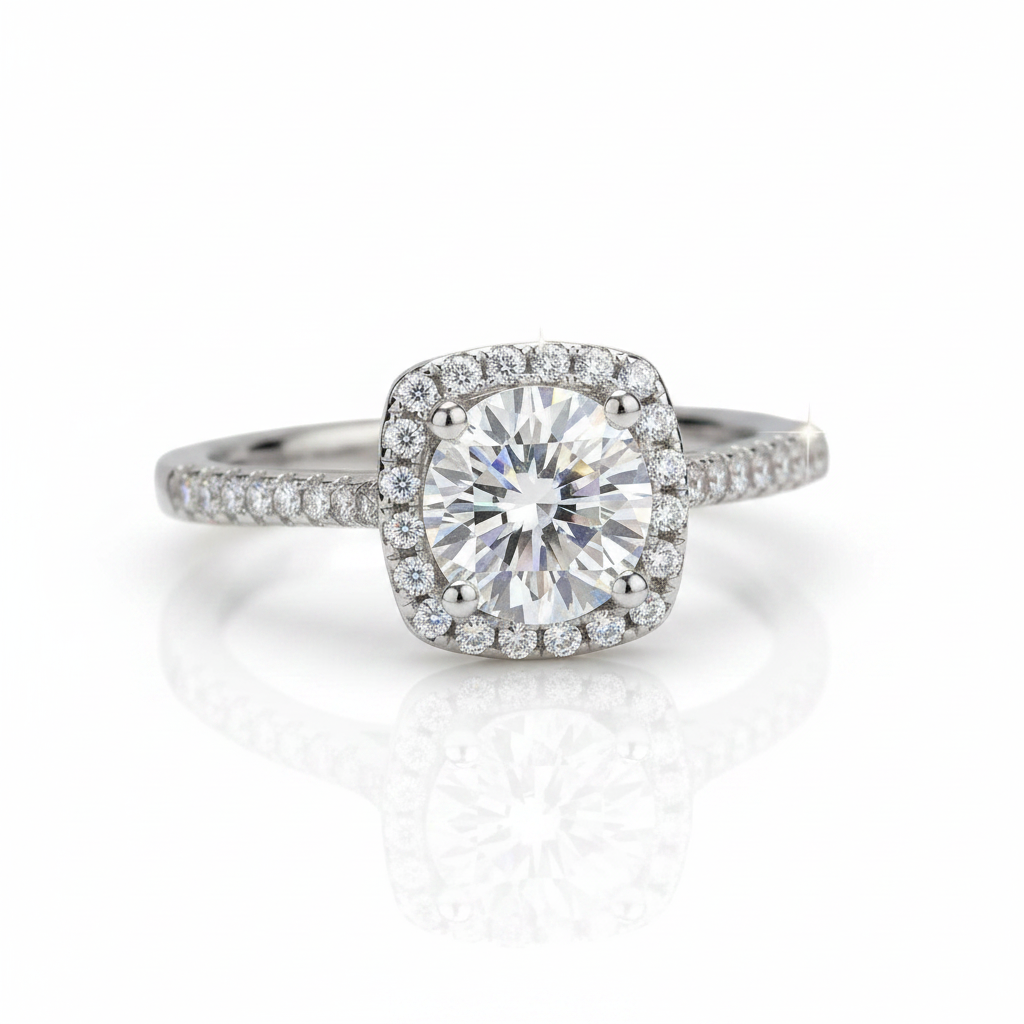 1.0 Ct Sparkling Round Cut Diamond Option Engagement Ring-Black Diamonds New York