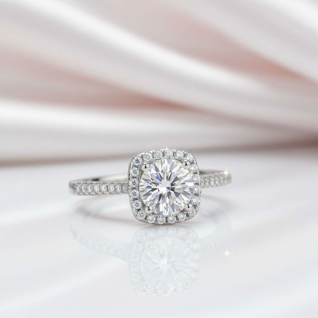 1.0 Ct Sparkling Round Cut Diamond Option Engagement Ring-Black Diamonds New York