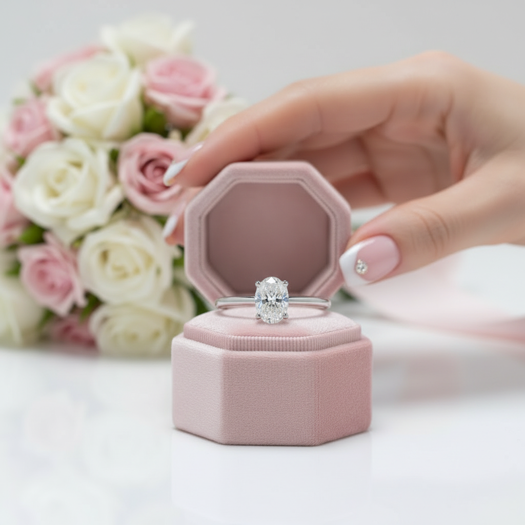 1.0 ct 5*7mm Oval-cut Diamond Engagement Ring-Black Diamonds New York