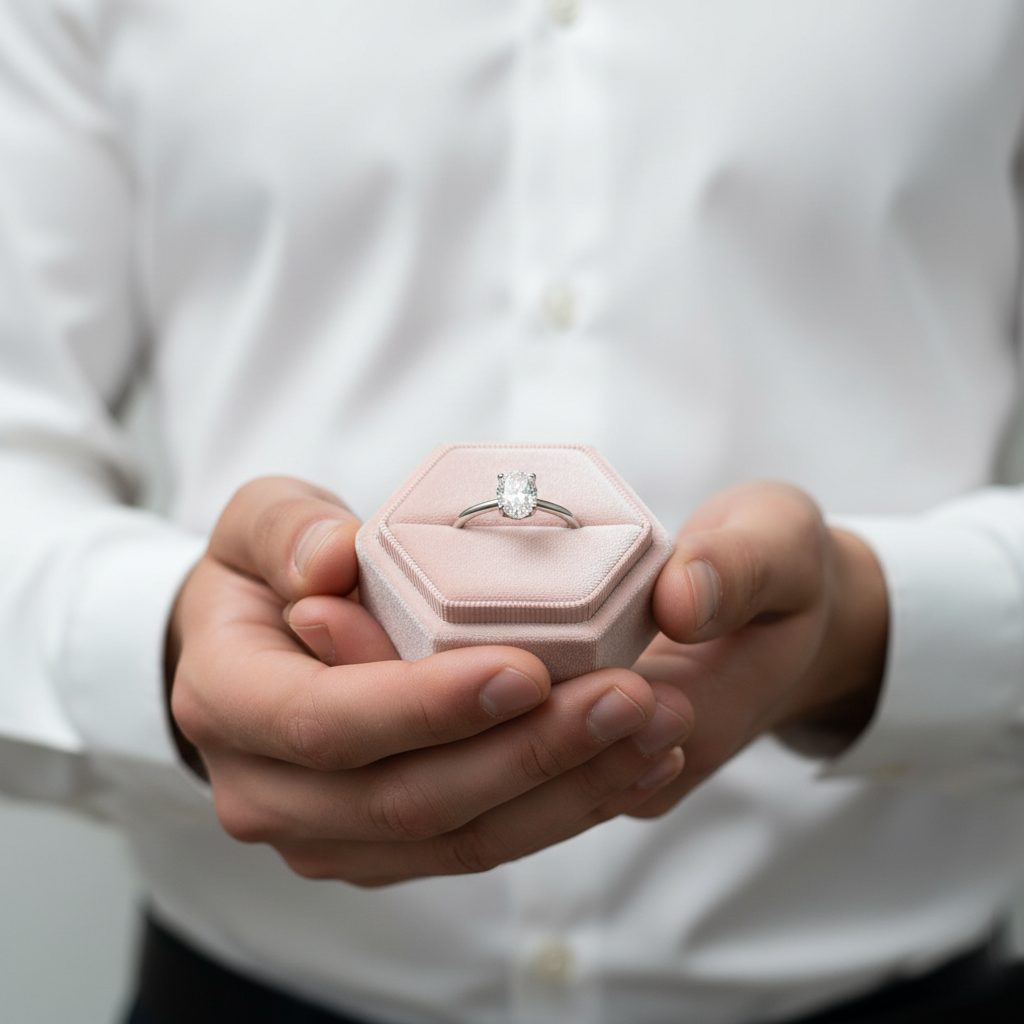 1.0 ct 5*7mm Oval-cut Diamond Engagement Ring-Black Diamonds New York