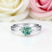 1.0 ct 6.5mm Round Green Diamond Engagement Ring-Black Diamonds New York