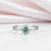 1.0 ct 6.5mm Round Green Diamond Option Engagement Ring-Black Diamonds New York