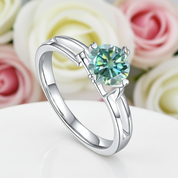 1.0 ct 6.5mm Round Green Diamond Engagement Ring-Black Diamonds New York