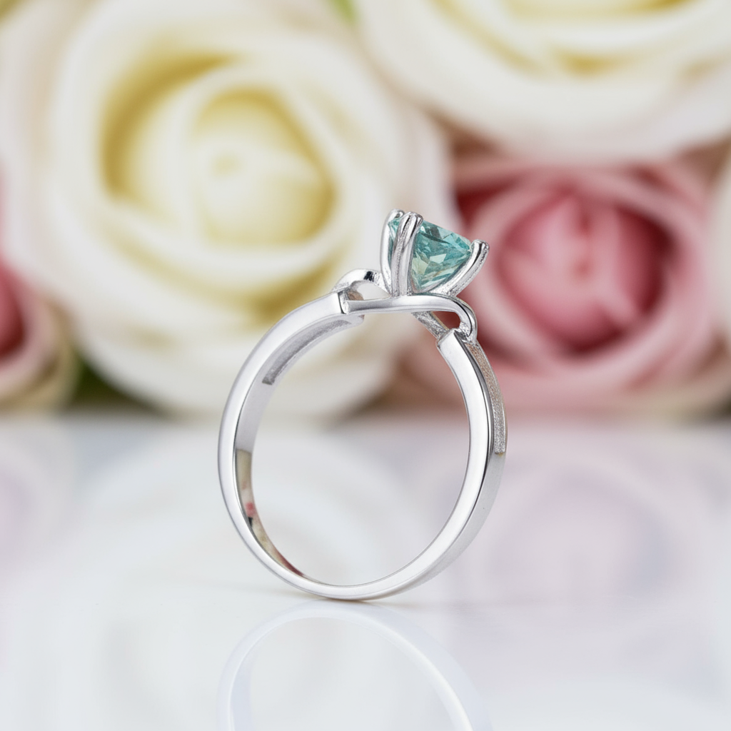 1.0 ct 6.5mm Round Green Diamond Engagement Ring-Black Diamonds New York