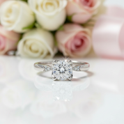 1.0 ct Diamond Ring within Elegant Prongs-Black Diamonds New York