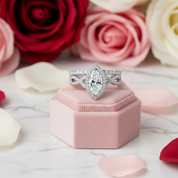 1.0 ct Marquise Cut Diamond White Gold Engagement Ring Set-Black Diamonds New York