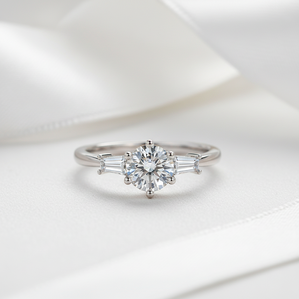 1.0 ct Round Cut Diamond Option Three Stone Engagement Ring-Black Diamonds New York