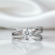 1.0 ct Round Diamond Criss Cross Engagement Ring-Black Diamonds New York