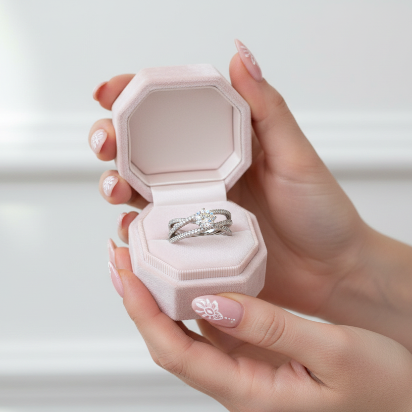 1.0 ct Round Diamond Criss Cross Engagement Ring-Black Diamonds New York