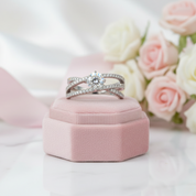 1.0 ct Round Diamond Criss Cross Engagement Ring-Black Diamonds New York