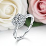 1.0 ct Round Halo Channel Diamond Engagement Ring-Black Diamonds New York