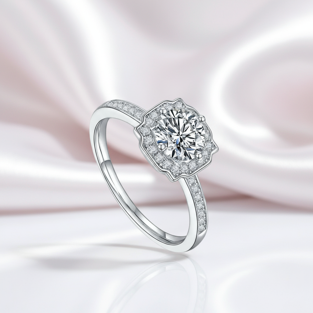 1.0 ct Round Halo Channel Diamond Option Engagement Ring-Black Diamonds New York