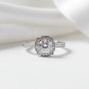 1.0 ct Round Halo Channel Diamond Option Engagement Ring-Black Diamonds New York