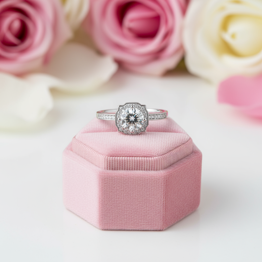 1.0 ct Round Halo Channel Diamond Engagement Ring-Black Diamonds New York