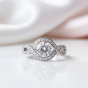 1.0ct Round Cut Diamond Infinity Engagement Ring-Black Diamonds New York