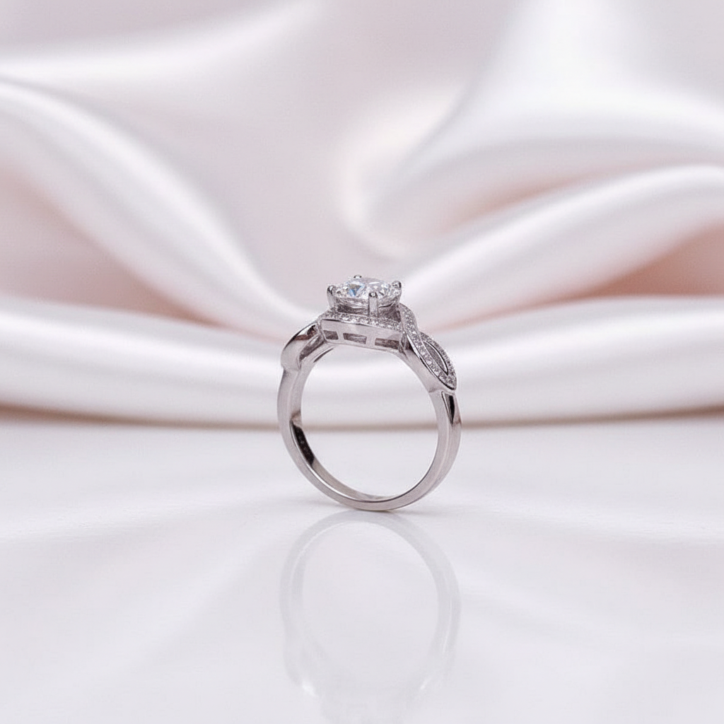 1.0ct Round Cut Diamond Infinity Engagement Ring-Black Diamonds New York