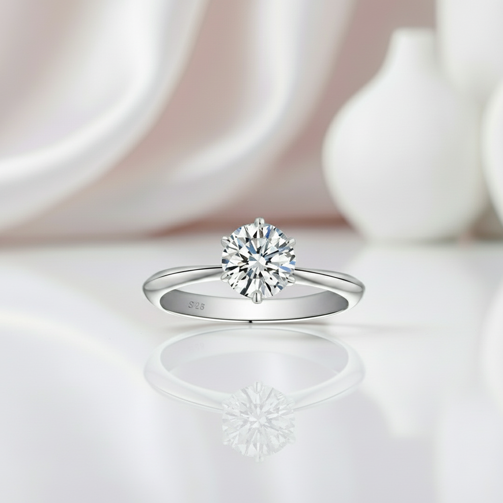 1.0ct Round Cut Diamond Solitaire Engagement Ring-Black Diamonds New York