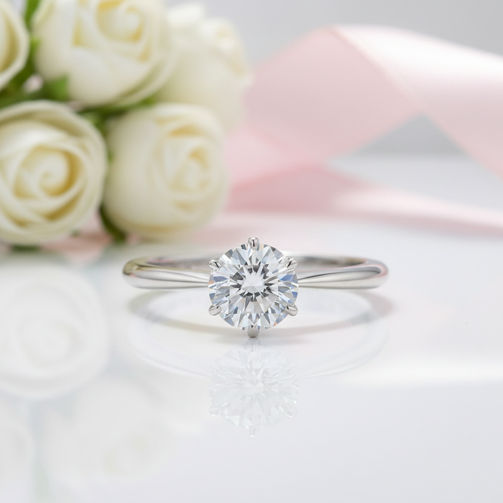 1.0ct Round Cut Diamond Solitaire Engagement Ring-Black Diamonds New York