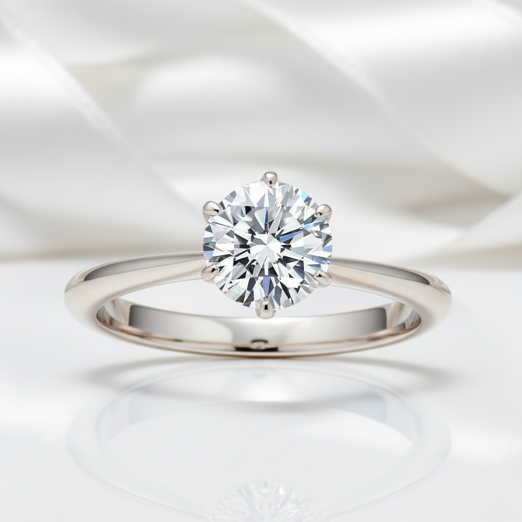 1.0ct Round Cut Diamond Solitaire Engagement Ring-Black Diamonds New York