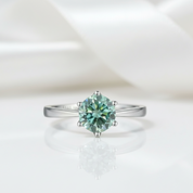 1.0ct Round Diamond 6-Prong Solitaire Engagement Ring-Black Diamonds New York