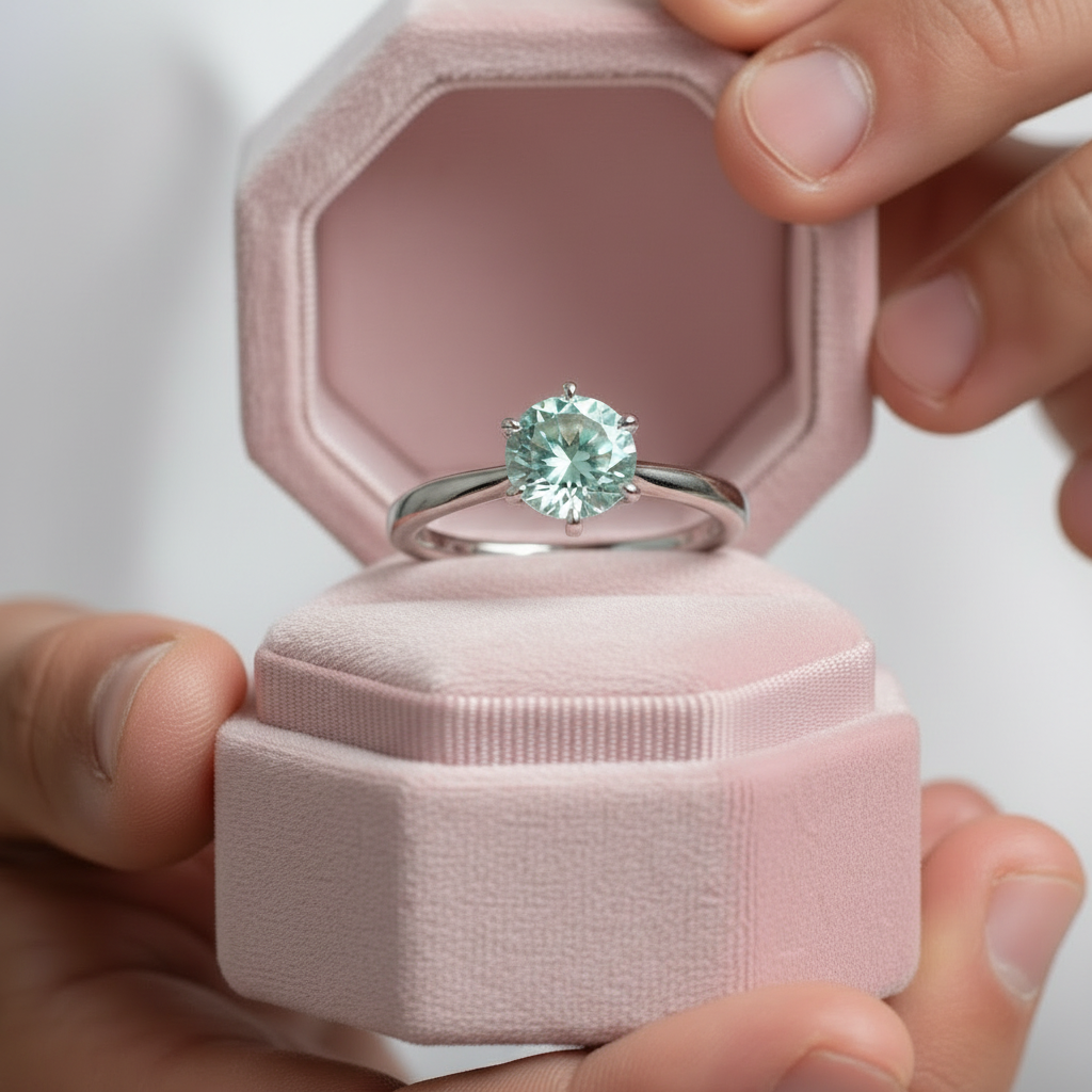 1.0ct Round Diamond 6-Prong Solitaire Engagement Ring-Black Diamonds New York