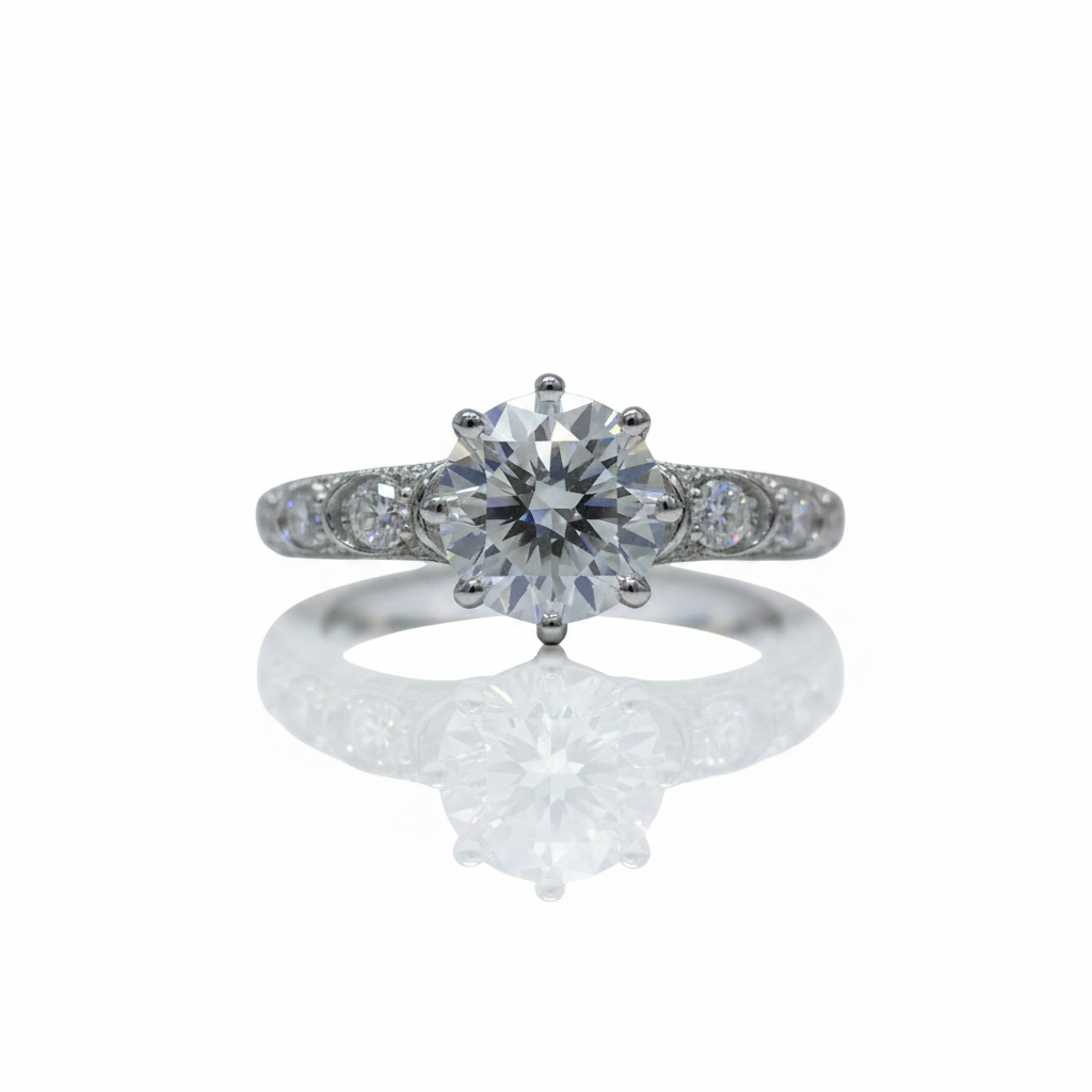 1.0ct Round Diamond Option Retro Engagement Ring-Black Diamonds New York