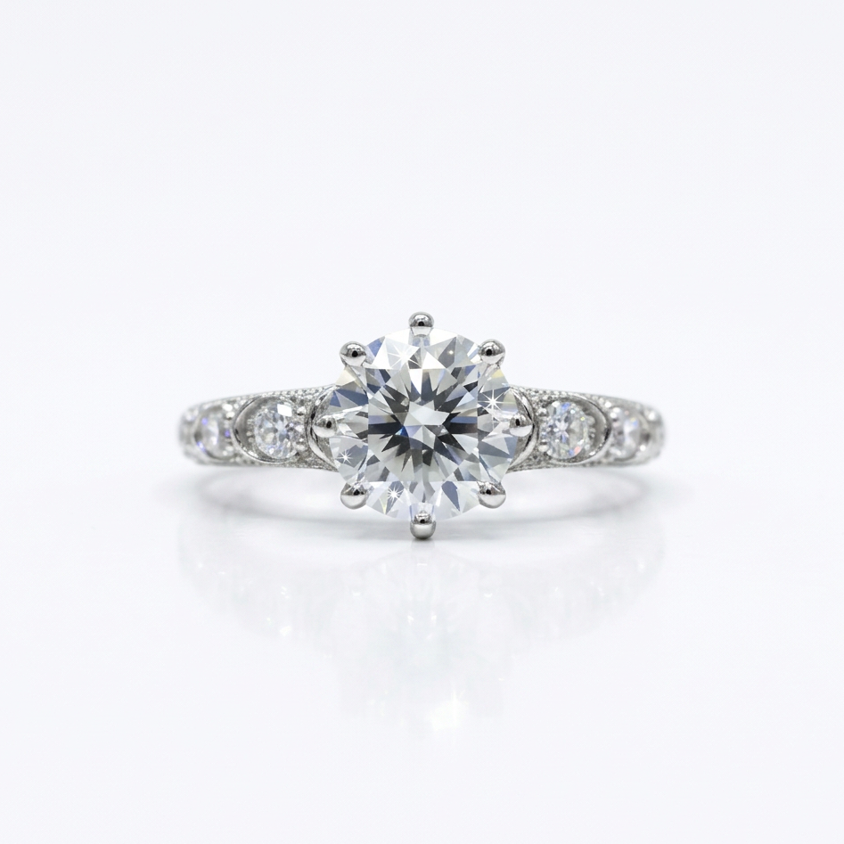 1.0ct Round Diamond Option Retro Engagement Ring-Black Diamonds New York