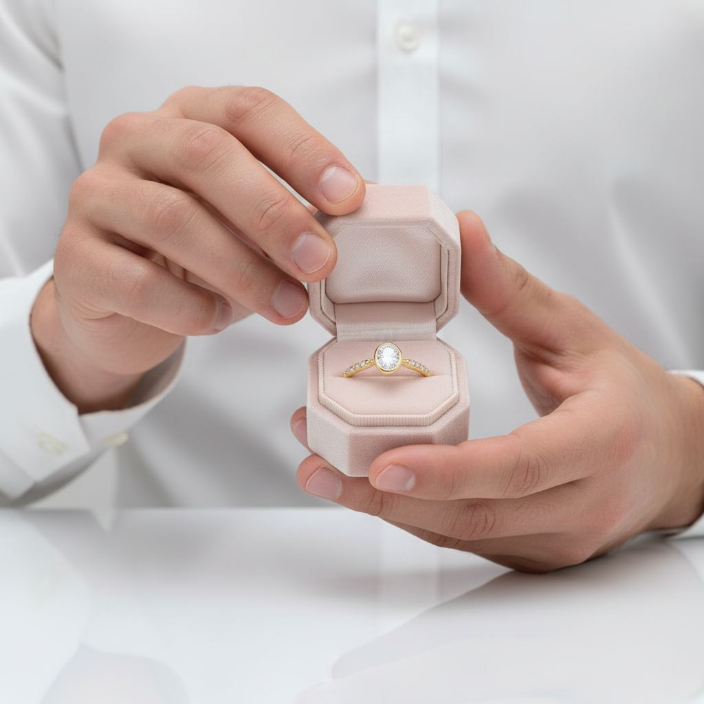 1.12 Ct Oval Cut Diamond Option Bezel Setting Engagement Ring-Black Diamonds New York