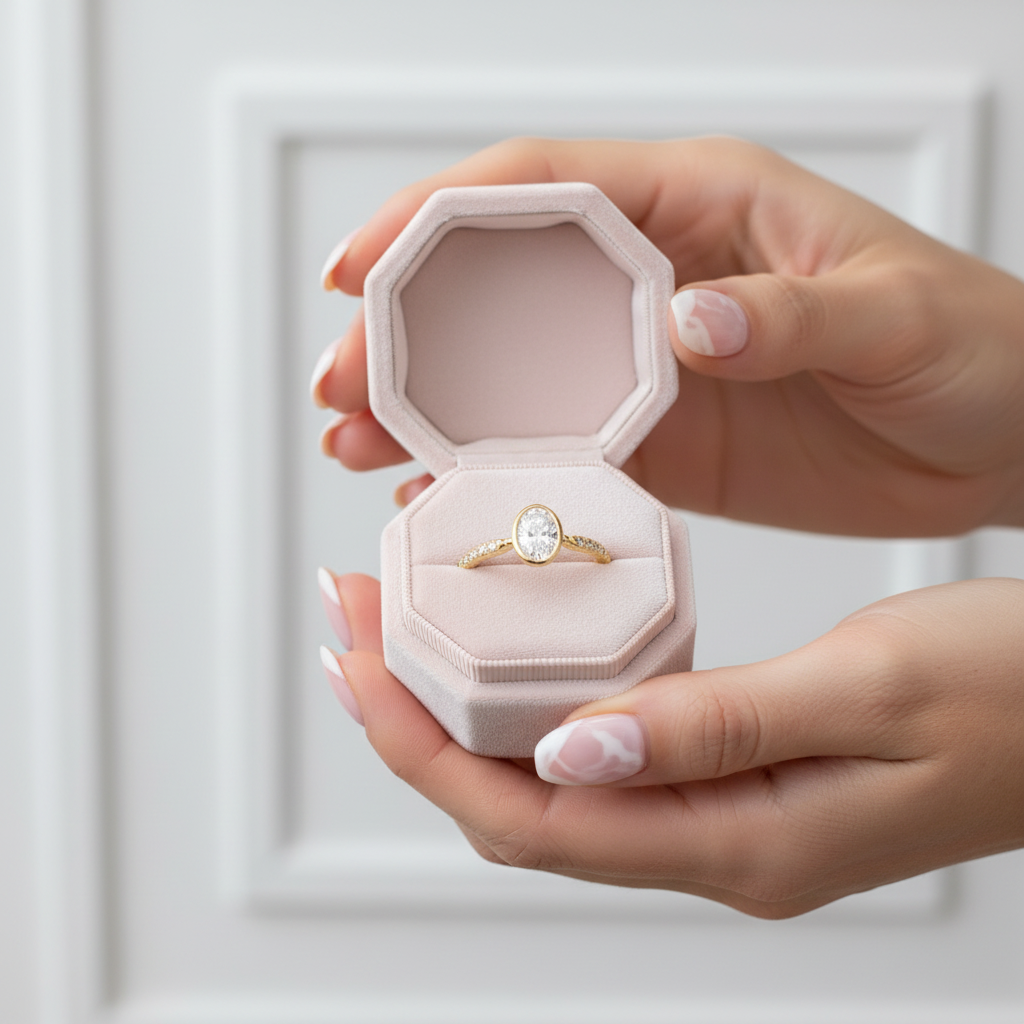 1.12 Ct Oval Cut Diamond Option Bezel Setting Engagement Ring-Black Diamonds New York