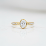 1.12 Ct Oval Cut Diamond Option Bezel Setting Engagement Ring-Black Diamonds New York
