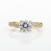 1.25 Carat Round Cut Twist Yellow Gold Promise Ring-Black Diamonds New York