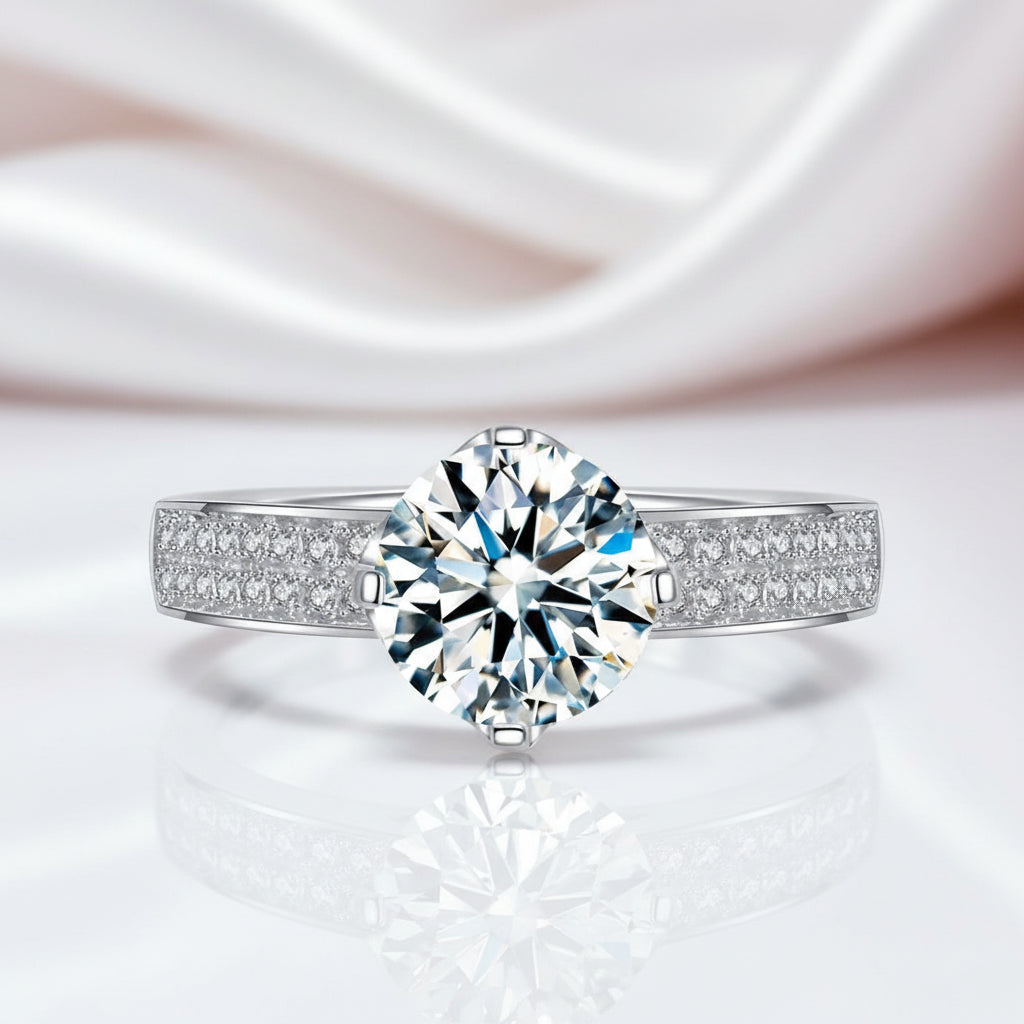 1.25 Ct Round Cut Diamond Option Engagement Ring-Black Diamonds New York