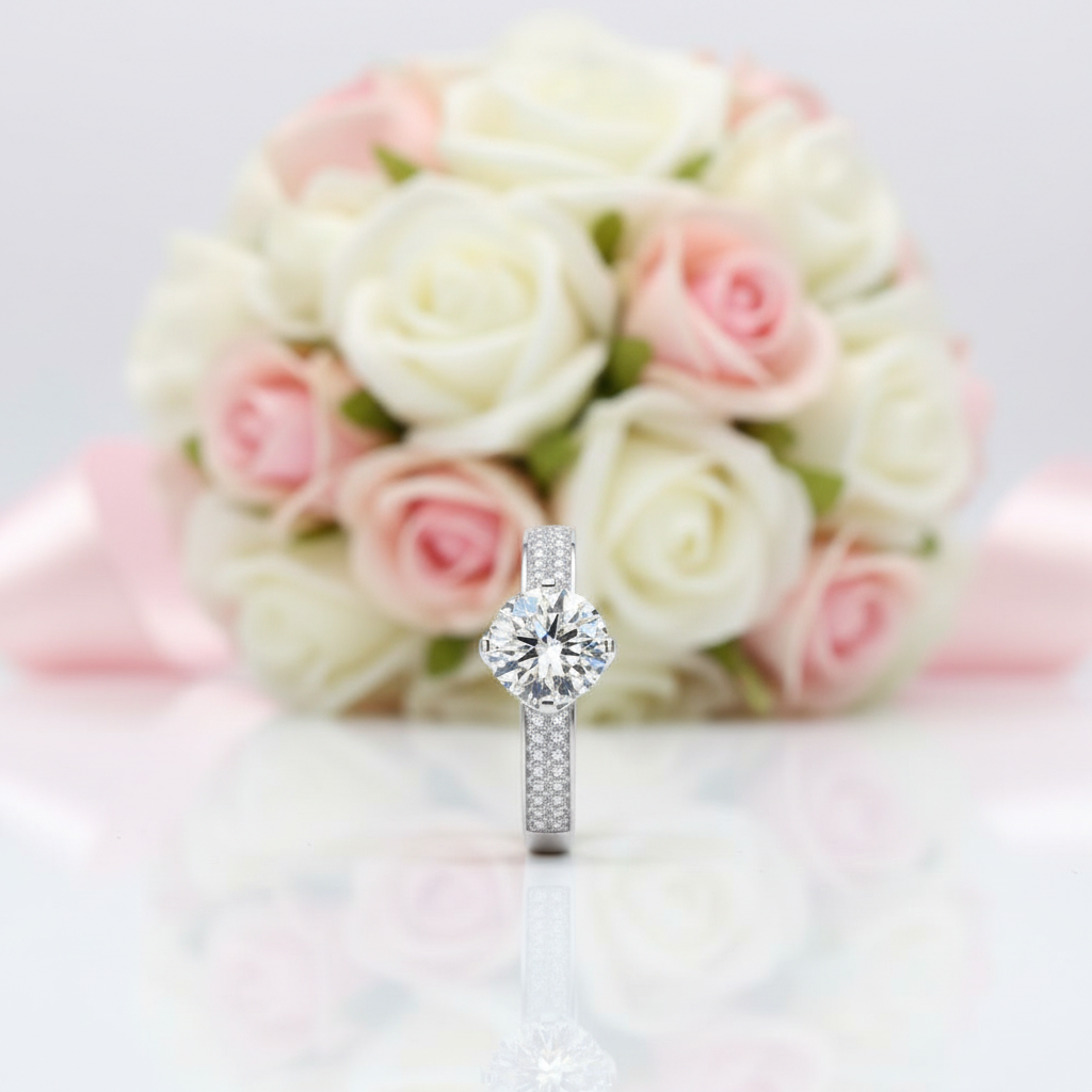 1.25 Ct Round Cut Diamond Option Engagement Ring-Black Diamonds New York